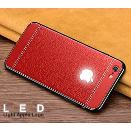 VAKU ® Apple iPhone 7 Leather Stitched LED Light Illuminated Logo 3D Designer Case Back Cover