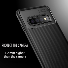 VAKU ® Samsung Galaxy S10 Plus Synthetic Carbon Fiber with PU Back Shell Back Cover