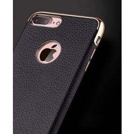 Vaku ® Apple iPhone 7 Plus Altrim Grained Leather Ultra-thin Metal Electroplating Splicing PC Back Cover