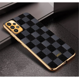 Vaku ® Samsung Galaxy A52s Cheron Series Leather Stitched Gold Electroplated Soft TPU Back Cover