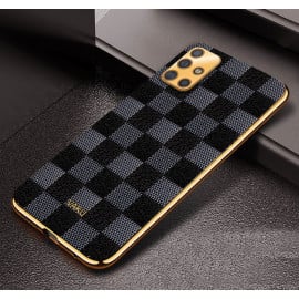 Vaku ® Samsung Galaxy A51 Cheron Series Leather Stitched Gold Electroplated Soft TPU Back Cover