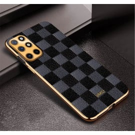 Vaku ® OnePlus 8T Cheron Series Leather Stitched Gold Electroplated Soft TPU Back Cover