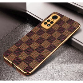 Vaku ® Redmi Note 11 Cheron Series Leather Stitched Gold Electroplated Soft TPU Back Cover