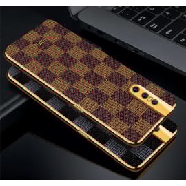 Vaku ® Vivo V15 Pro Cheron Leather Electroplated Soft TPU Back Cover