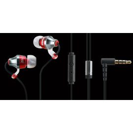 Ducati ® Official i-01 Deluxe Metallic High Fidelity 102dB In-Ear Headphones + Mic + Remote with Gold-plated Jack Earphone Black