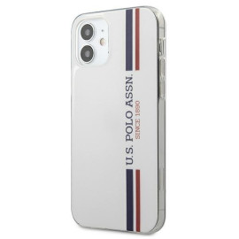 US Polo Assn ® Apple iPhone 12  Mini Tricolor Vertical Stripes Backcover Case - White