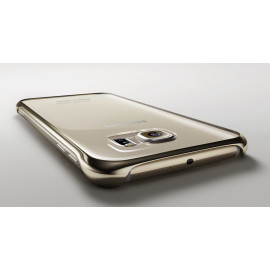 Samsung ® Samsung Galaxy S6 Edge Official Metal Electroplated Corner Drop-Protection Transparent Full-View PCe Back Cover