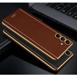 Vaku ® Samsung Galaxy S23 FE Luxemberg Leather Pattern Gold Electroplated Soft TPU Back Cover