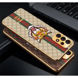 Vaku ® Samsung Galaxy A23 5G Lynx Line Leather Stitched Gold Electroplated Soft TPU Back Cover Case