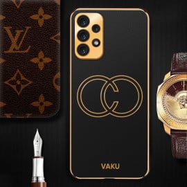 Vaku ® Samsung Galaxy A53 5G Skylar Leather Pattern Gold Electroplated Soft TPU Back Cover