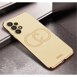 Vaku ® Samsung Galaxy A13 Skylar Leather Pattern Gold Electroplated Soft TPU Back Cover