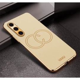 Vaku ® Samsung Galaxy A05s Skylar Leather Pattern Gold Electroplated Soft TPU Back Cover