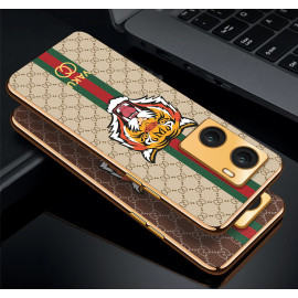 Vaku ® Oppo A57 4G Lynx Designer Leather Pattern Gold Electroplated Soft TPU Back Cover Case