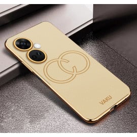 Vaku ® OnePlus Nord CE 3 5G Skylar Leather Pattern Gold Electroplated Soft TPU Back Cover