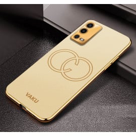Vaku ® Oppo A55 Skylar Leather Pattern Gold Electroplated Soft TPU Back Cover