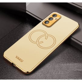 Vaku ® Samsung Galaxy F23 5G Skylar Leather Pattern Gold Electroplated Soft TPU Back Cover