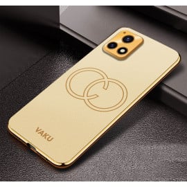 Vaku ® Vivo Y72 5G Skylar Leather Pattern Gold Electroplated Soft TPU Back Cover