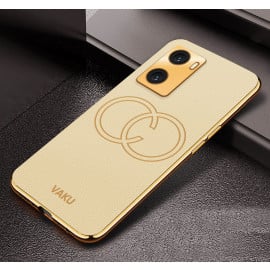 Vaku ® Oppo A57 4G Skylar Leather Pattern Gold Electroplated Soft TPU Back Cover