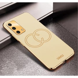 Vaku ® Oppo F19s Skylar Leather Pattern Gold Electroplated Soft TPU Back Cover