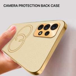 Vaku ® 2In1 Combo Samsung Galaxy A73 5G Skylar Leather Pattern Gold Electroplated Soft TPU Back Cover