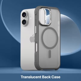 Vaku Luxos ® Apple iPhone 17 Thunder Magpro Translucent Scratch Resistant Military-Grade Protection Case With Stand Holder Metal Camera Ring Shockproof Back Cover