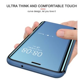 Vaku ® OnePlus 5T Mate Smart Awakening Mirror Folio Metal Electroplated PC Flip Cover