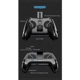 USAMS ® Dual Cooling Fan Phone Gamepad with 1200 mAh inbuilt Charger