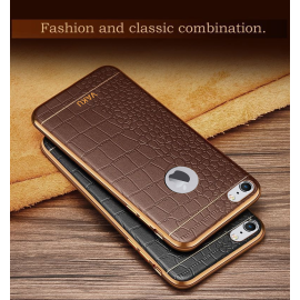 VAKU ® Apple iPhone 6 / 6S European Leather Stitched Gold Electroplated Soft TPU Back Cover