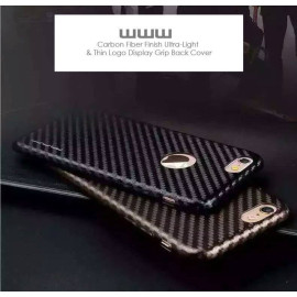 WUW ® Apple iPhone 6 / 6S Carbon Fiber Finish Ultra-Light & Thin Logo Display Grip Back Cover