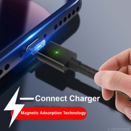 VAKU ® Braze Series with Magnetic Auto-Adhesion 2.4A Quick Charge & 3 in 1 convertible Data Sync Jacks i.e. Apple lightning + Windows Micro USB + Type C Data Cable