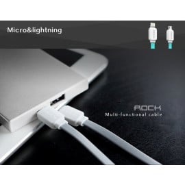 Rock ® Dual Inbuilt Convenient 2 in 1 Lightning Port + Micro USB Combo Charging / Data Cable