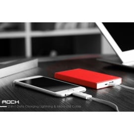 Rock ® Innovative Inbuilt 2 in 1 Lightning Port + Micro USB Combo Charging / Data Cable