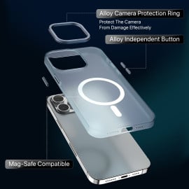 Vaku Luxos ® Apple iPhone 14 Pro Max San Mag-Pro Frosted TPU Camera Metal Ring Case Back Cover