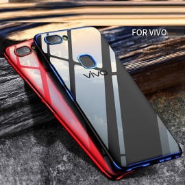 Vaku ® Vivo V7 Plus CAUSEWAY Series Electroplated Shine Bumper Finish Full-View Display + Ultra-thin Transparent Back Cover