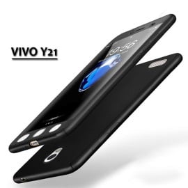 Vaku ® Vivo Y21 / Y21L 360 Full Protection Metallic Finish 3-in-1 Ultra-thin Slim Front Case + Tempered + Back Cover
