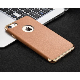 VAKU ® Apple iPhone 6 / 6S Clint Leather Grained Series Ultra-thin Metal Electroplating Splicing PC Back Cover