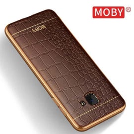 VAKU ® Samsung Galaxy A5 (2016) European Leather Stitched Gold Electroplated Soft TPU Back Cover