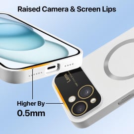 Vaku ® Apple iPhone 15 / 15 Plus Premium Polarized Leather Texture Full Lens Protection Silicon Back Cover Case