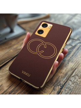 Vaku ® Oppo A57 4G Skylar Leather Pattern Gold Electroplated Soft TPU Back Cover