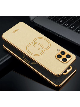 Vaku ® Samsung Galaxy M53 Skylar Leather Pattern Gold Electroplated Soft TPU Back Cover