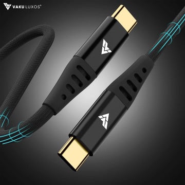 DR VAKU ® DURATUF GOLD PLATED 65W Type-C to Type-C 1.5m Fast Charging Cable 480 MBPS Data Transfer Speed Compatible for Apple iPhone 15 / 15 Pro / 15 Pro Max / 15 Plus