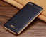 Vaku ® Vivo Y53 European Leather Stitched Gold Electroplated Soft TPU Back Cover