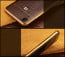 VAKU ® VIVO V3 European Leather Stitched Gold Electroplated Soft TPU Back Cover