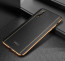 Vaku ®  Vivo S1 Vertical Leather Stitched Gold Electroplated Soft TPU Back Cover