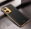 Vaku ® Oppo A57 4G Luxemberg Series Leather Stitched Gold Electroplated Soft TPU Back Cover