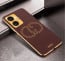 Vaku ® Vivo T1 4G Skylar Leather Pattern Gold Electroplated Soft TPU Back Cover