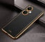 Vaku ® OnePlus Luxemberg Series Leather Stitched Gold Electroplated Soft TPU Back Cover Case