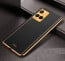Vaku ® Vivo Y21G  Luxemberg Series Leather Stitched Gold Electroplated Soft TPU Back Cover