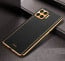 Vaku ® Oppo F17 Pro Luxemberg Series Leather Stitched Gold Electroplated Soft TPU Back Cover