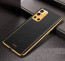 Vaku ® OnePlus 9R Luxemberg Series Leather Stitched Gold Electroplated Soft TPU Back Cover